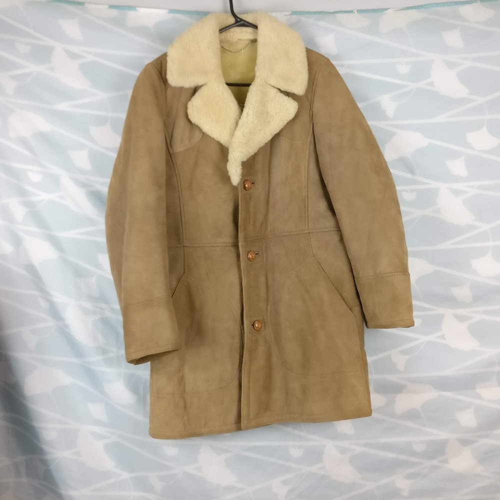 Designed in Canada, Lamb Leather Lined Shearling Coat, Fur Coat,  sz 36/S